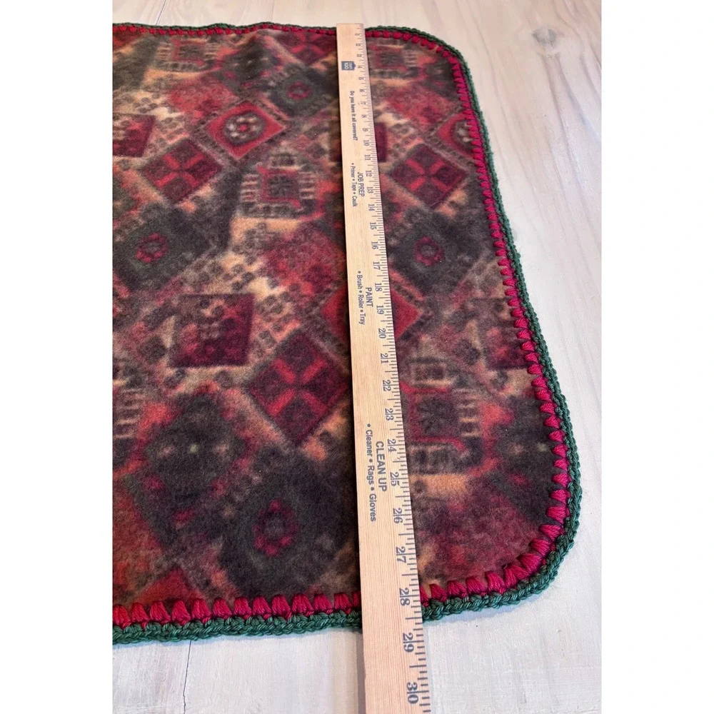Handmade‎ Fleece Baby Blanket Geometric Southwestern Print Crochet Trim 22x28.5